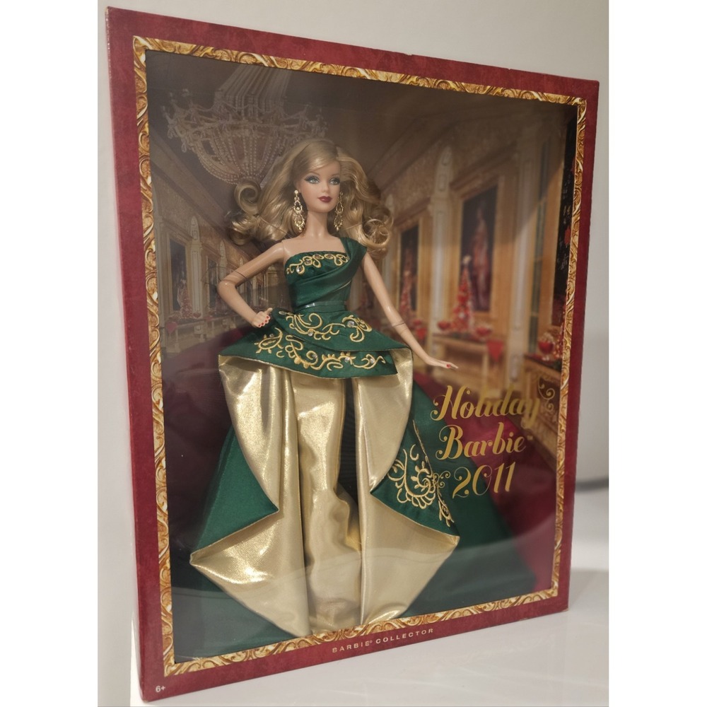 2011 MATTEL HOLIDAY BARBIE DOLL GREEN GOWN COLLECTOR T7914